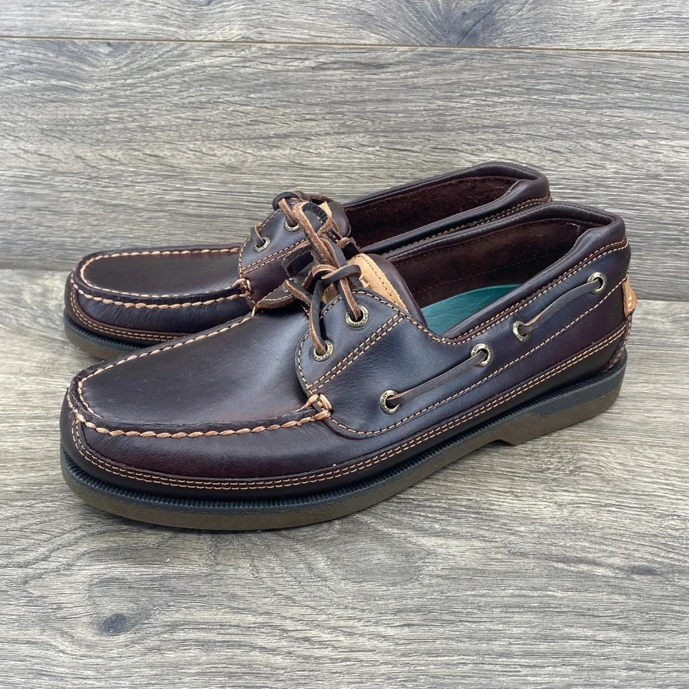 Sperry Boat Shoe Mens 8.5 Dark Brown Mako 2-Eye Leather Loafer 109157